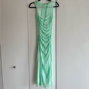 Zara Mint Green Ruched Maxi Dress